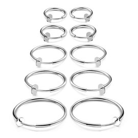 ALOHAMONI Fake Earrings, Ear Cuffs, Hoop Earrings, Binaural, 5 Pairs Set, Gold, Silver, Black, Hoop Rings, Non-hole, Women's, Men's, Unisex, Just Pinch On, Easy to Wear, Silver
