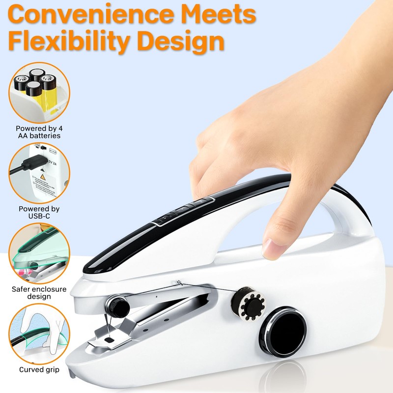 Handheld Sewing Machine, Mini Hand for Beginners, 2 Speed Adjustment