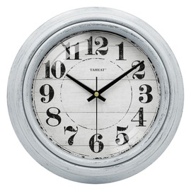 TAHEAT Wall Clock, 10 Inch Vintage Retro Blue Silent Non Ticking Battery Operated Wall Clocks Decorative for Living Room Bedroom Kitchen Bathroom Office