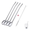 Westmark Straw Spoon, 4 Spoons + 1 Cleaning Brush, Reusable,
