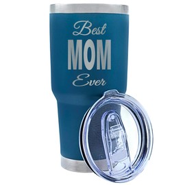 Premium 30 oz Best Mom Ever Navy Blue Tumbler with Slider Lid - Stainless Steel, Double-Walled Insulated Tumbler - Excellent for Mother's Day Gift, Ideal for Coffee, Tea, and Smoothies