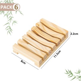 Bicuces 6 Pcs Soap Dish Bamboo Soap Dish Wooden Soap Dish Self Draining Bamboo Soap Dish Soap Tray Soap Case Soap Holder Wood Bar Soap Holder Bar Soap Saver for Shower, Bathroom, Countertop
