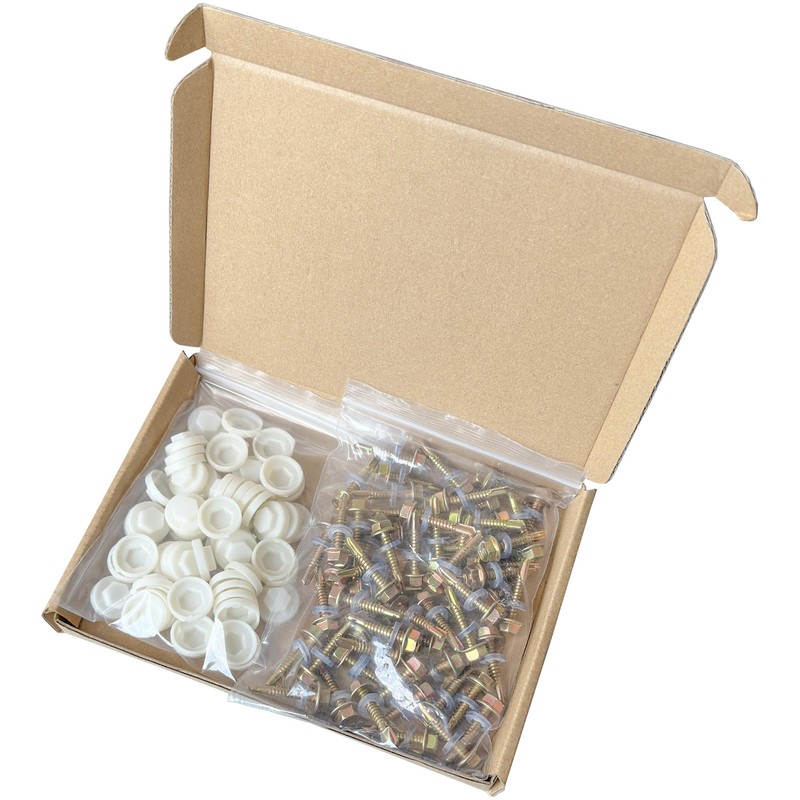 60 PCS Hex Head Self Drilling Screws with Plastic Caps,