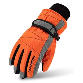 TriWonder Kids’ Ski Snow Gloves, Waterproof, Thermal, Boys, Girls, Outdoors, Snowboarding, Sports, Snow Gloves, Winter, Fleece Lining, Anti-Slip, Breathable, Abrasion-Resistant, A-Orange, 6-7 歳
