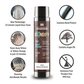 Ugly Duckling Blondify 9B | Blue Ash Blonde | BondProtect Liquid Gloss Toner | Neutralizes Orange & Yellow | Ammonia-Free | PPD-Free | Paraben-Free | 10 Mins | Ash Blonde Finish