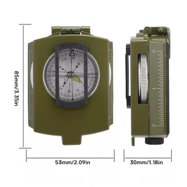 AIMALL Military Lensatic Compass High Precision Metal Outdoor Navigation Tool with Luminous Display, Waterproof Army Green Survival Compass 3.35x2.09x1.18in