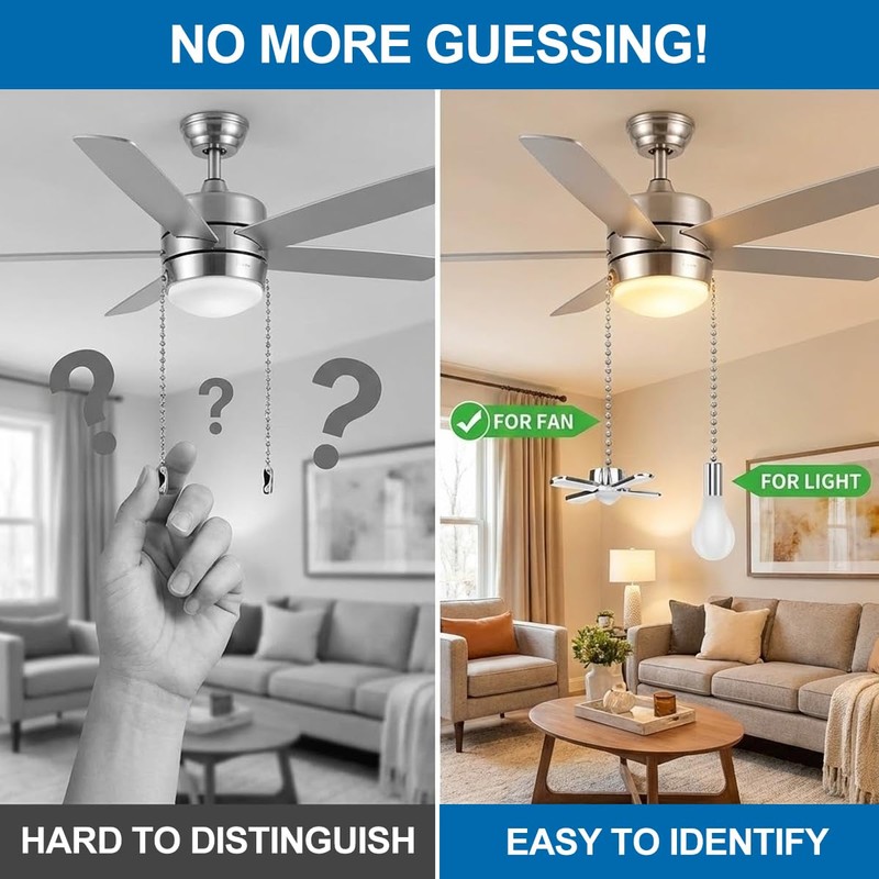 Ceiling Fan Pull Chain Extender, 24-inch Extra Long with Decorative