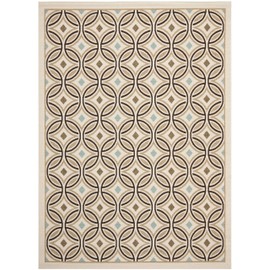 SAFAVIEH Veranda Collection Area Rug - 8' x 11', Cream & Chocolate, Modern Design, Non-Shedding & Easy Care, Indoor/Outdoor & Washable-Ideal for Patio, Backyard, Mudroom (VER047-0212)