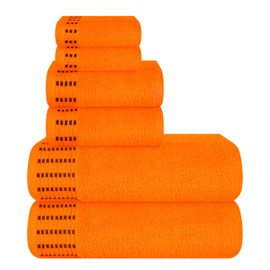 MALLONI HOME Ultra Soft 6 Pack Cotton Towel Set, Contains 2 Bath Towels 28x55 inch, 2 Hand Towels 16x24 inch & 2 Wash Coths 12x12 inch, Ideal Everyday use, Compact & Lightweight - Orange