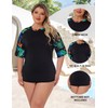 Koscacy High Neck Rash Guards for Women Plus Size 3/4