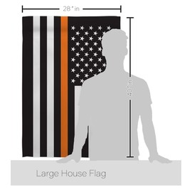 Americana Home & Garden US Thin Orange Line House Flag Armed Forces EMT Paramedic EMS Nurse Emergency Medical Technician Supoort Decoration Banner Small Garden Yard Gift Double-Sided, Made in USA