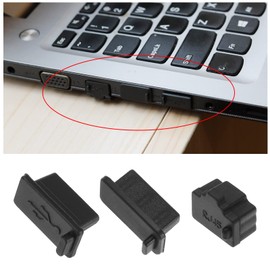 ECSiNG 30Pcs Universal Laptop Silicon Dust Plugs RJ45 Female Jack & HDMI Female Port & USB Port Anti Dust Protector Stopper Cover Black