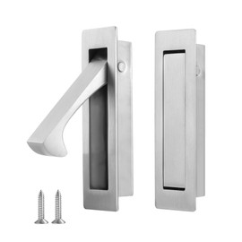 Vancoho Pocket Door Pull Handle, Stainless Steel Edge Pull, Recessed Sliding Door Pulls Finger Flush Pull Hardware (Brushed Steel, 2 Pack)