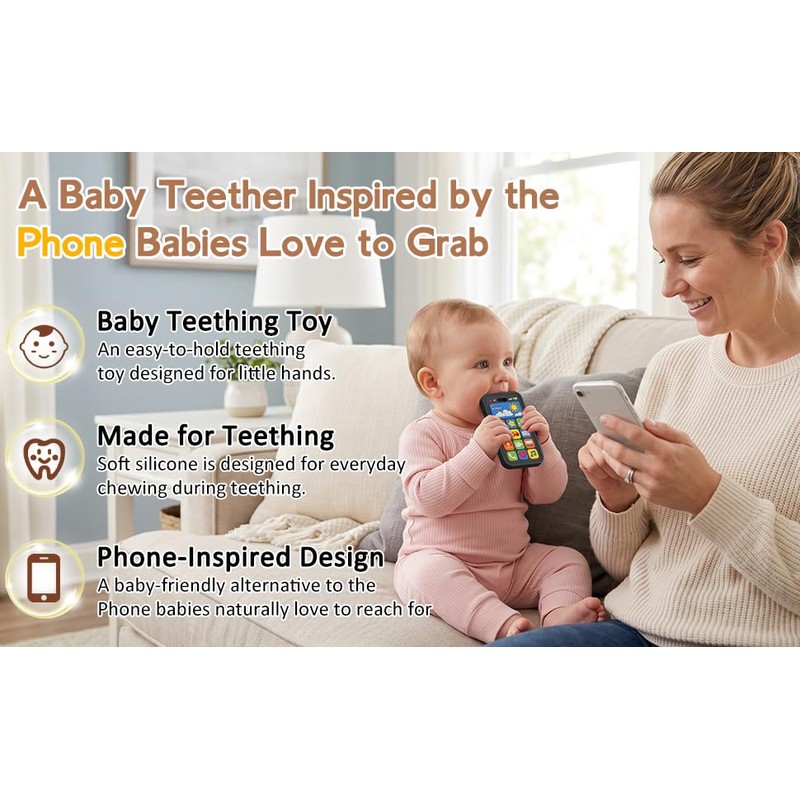Baby Teething Toys Silicone Baby Phone Teether Over 3 Months