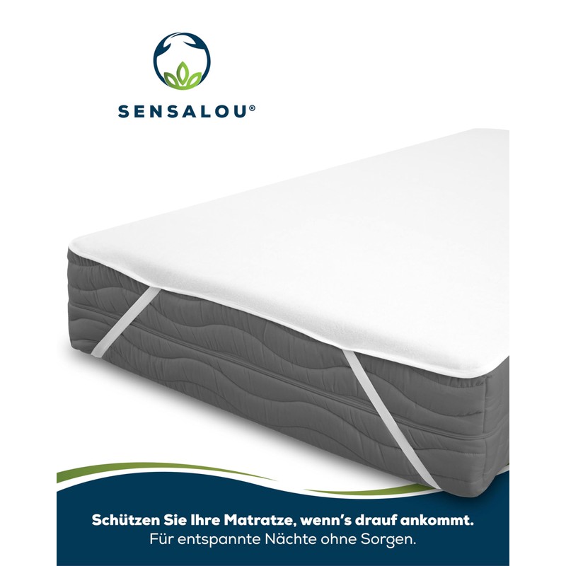 Sensalou Incontinence Mattress Protector Mattress Cover Sheet Waterproof, White, 180