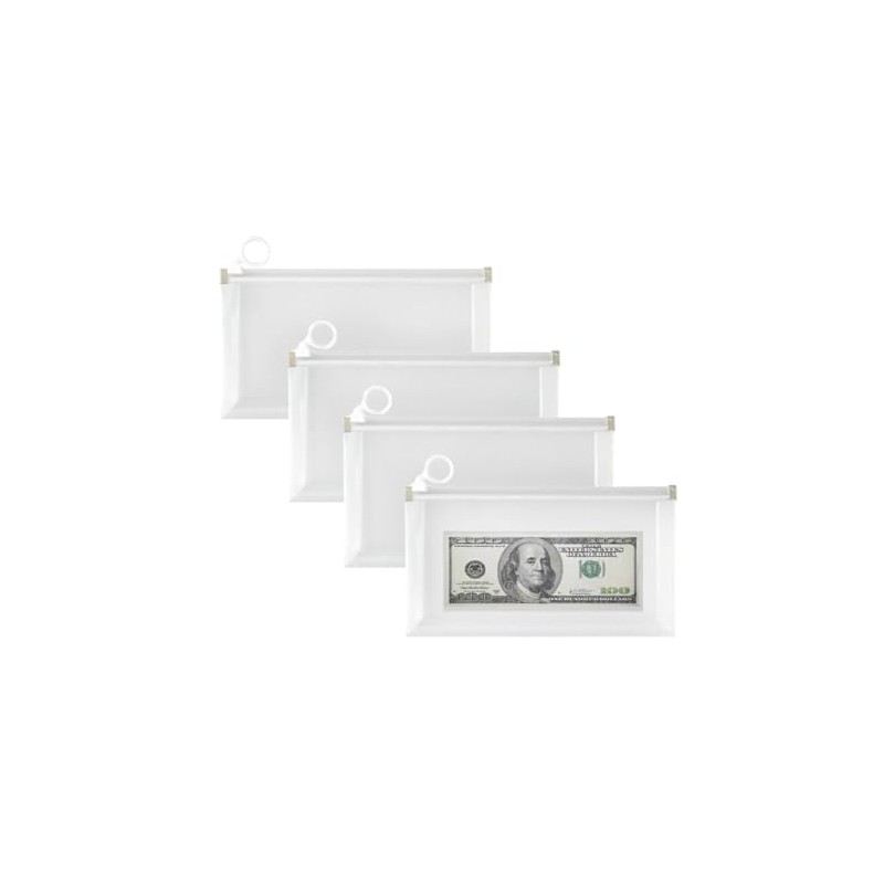 Croshuki 4pcs 4x8 inch Clear Plastic Money Bag Cash Envelope