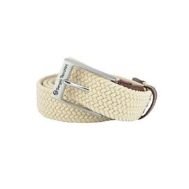 Sergio Tacchini Braided Men's and Women's Belt, Made of Elastic Fabric with Genuine Leather Inserts, Gift Box, beige