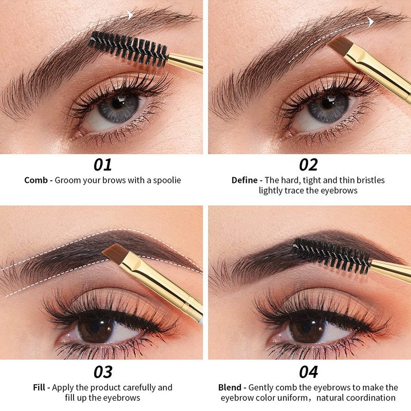 Docolor Eyebrow Brushes, Duo Eyebrow Spoolie Professional Angled Perfect for