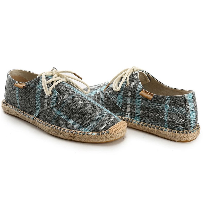 Alexis Leroy Canvas mit Karomuster Herren Espadrilles Blau 41 EU