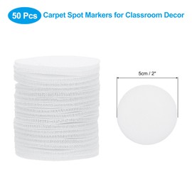 PATIKIL 2" Carpet Spot Markers, 50Pcs Circle Dot Markers Hook and Loop Carpet Spots for Decoration Elementary Preschool Teacher, White