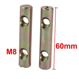 sourcingmap 5pcs M8x60mm Dual Hole Zinc Plated Iron Slotted Drive Cross Dowel Barrel Nut