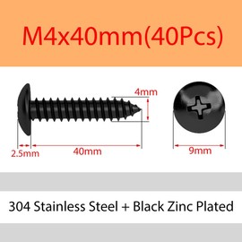 MOOPW Round Head Wood Screws - 304 Stainless Steel Phillips Mushroom Head Screws Full Thread Self Tapping Screws M3 M4 M5 M6