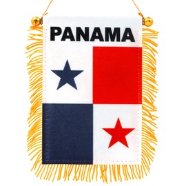 Anley 4 X 6 Inch Panama Fringy Window Hanging Flag - Mini Flag Banner & Car Rearview Mirror Décor - Fringed & Double Sided - Panamanian Hanging Flag with Suction Cup