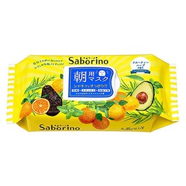 Bcl Saborino Mezama Sheets Morning Face Mask Moist Type 32pcs - Fruity Herb Scent (Green Tea Set)