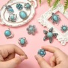 Stiesy 12 Pcs 12 Styles Alloy Rhinestone Imitation Turquoise Snap