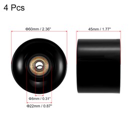 PATIKIL 60mm Longboard Wheels with Bearings ABEC-11, 4 Pack Street Wheels for Skateboards Cruiser Wheel Replacement 80A, Black Golden