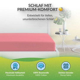 etérea Jersey Fitted Sheet, 100% Oeko-Tex Certified Cotton Bed Sheet for Mattresses up to 20 cm Deep, Children’s Bed Sheet, 80 x 160 cm, 80 x 180 cm, Pink