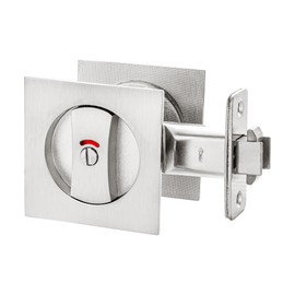 Malimali Pocket Door Lock, Brushed Steel Pocket Door Hardware Square Door Lock with Red-Green Indicators for Privacy Sliding Door Bifold Door Locks and Pulls Handles