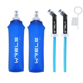 Soft Flask, Hydration, Running Bottle, Water Bottle, 5.1 fl oz (150 ml), 250 ml/500 ml, Foldable, Includes Dustproof Cap, Lightweight, Tralan, Marathon, Hiking, Climbing (Blue, 16.9 fl oz (500 ml) x 2