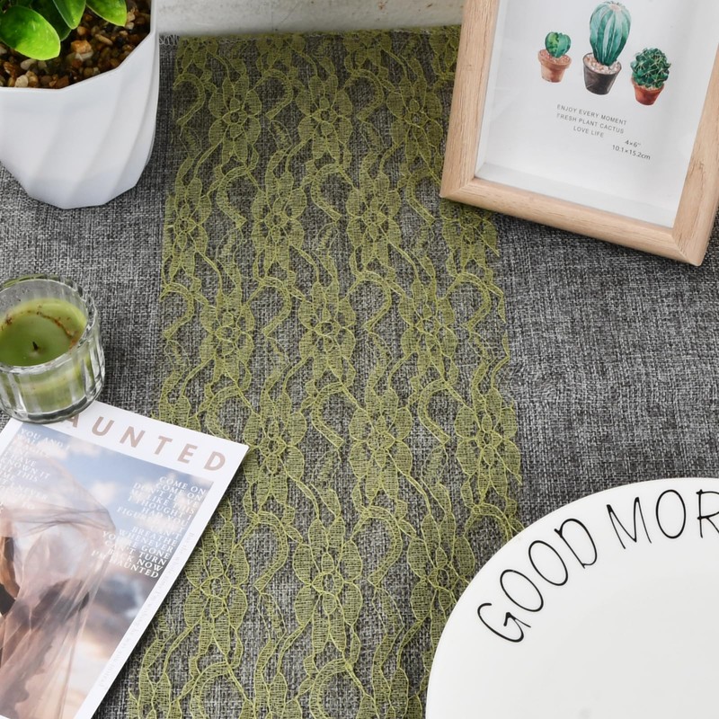 Volumoon 15cm x 25m Green Classic Table Runner, Polyester, Table