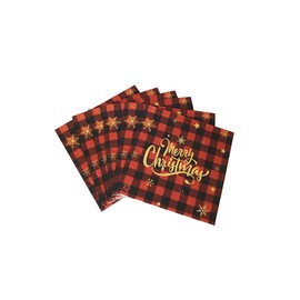 40pcs Christmas Napkins 2 Ply Red White Black Christmas Themed Guest Napkins Winter Paper Napkins Disposable Hand Towels for Christmas Holiday Table Decorations 6.5"