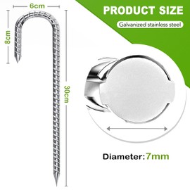 Sensylectra Ground Anchor Pegs 30 cm, Galvanised Steel Ground Anchor, Trampoline, Stable Tent Pegs, Ground Pegs, Camping Tent Pegs for Tents, Camping, Fence (J, Pack of 8)