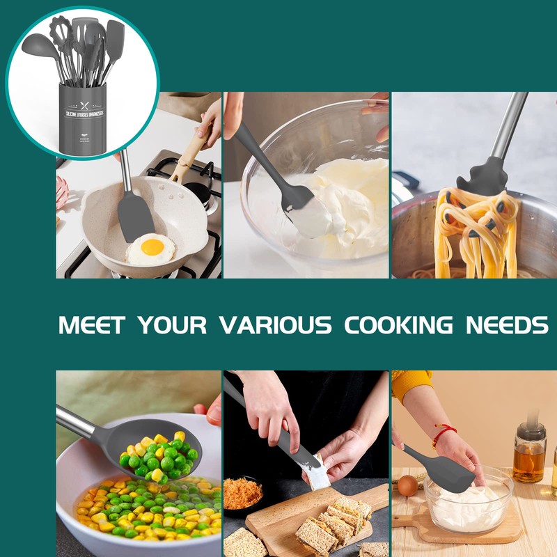 Silicone Cooking Utensil Set,Umite Chef Kitchen Utensils 15pcs Set Non-stick
