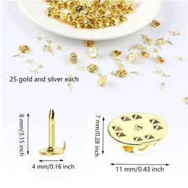 WADY 50 Piezas Pin, Pines Metálicos Premium para Ropa - Oro + Plata - Lmperdibles para Sombreros, Corbata, Pañuelos, Etiquetas Y Manualidades, Traseras de Alfiler, Repuesto para Insignias
