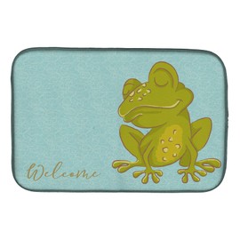 Caroline's Treasures BB8563DDM Frog Welcome Dish Drying Mat Absorbent Dish Drying Mat Pad for Kitchen Counter Dish Drainer Mat for Countertop, 14 x 21", Multicolor