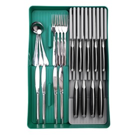 linoroso Knife Drawer Organizer Silverware Drawer Organizer with Kitchen Organizer, Cutlery Drawer Organizer Utensil Drawer Organizer for Knives, Flatware, and Utensils, BPA Free Secure Storage Tray