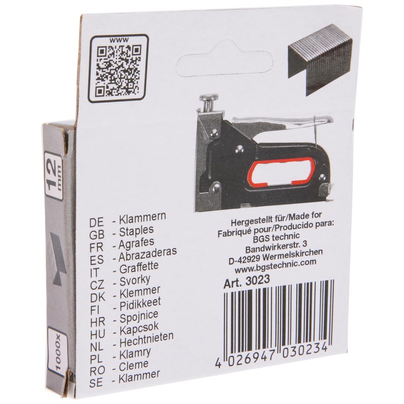 Kraftmann, (1 Box of 1000) 12 mm Staple – 3023