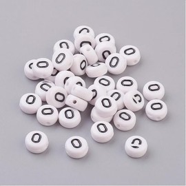 Handicraft Emporium Flat Round Alphabet Acrylic Beads | 20g | O
