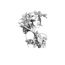 kobench Temporary Tattoos,Woman With A Knife - K160 Design,Waterproof,Easy-to-Apply,Long Lasting 1-2 Weeks, Plant-Based,Women Tattoos