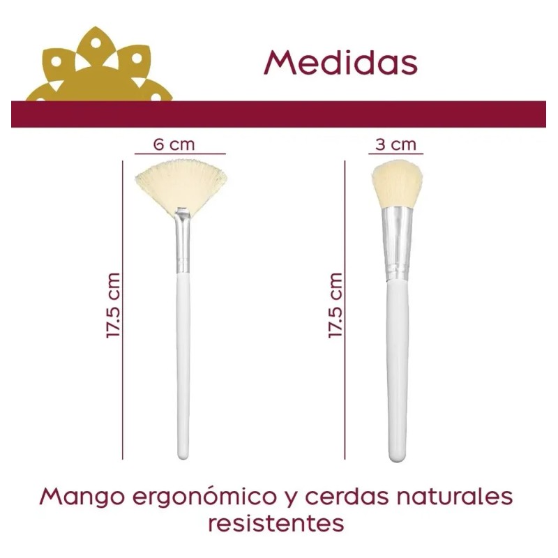 Brochas Faciales Abanico Y Oval. 2 Pzas.