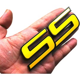 1pc New Front Door SS Emblem 3D Badge Nameplates Compatible with 06-10 Chevy Impala Trailblazer SS 15211285 Origianl Size (Yellow)