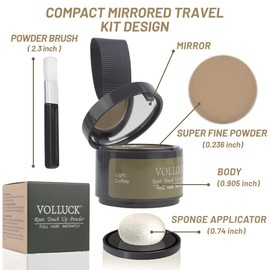 VOLLUCK Root Powder 4g - Covers Grey Hair & Conceals Light Areas, Long Lasting Coverage Hairline Powder for Men & Women - Easy to Use & Natural Finish (Light Coffee)