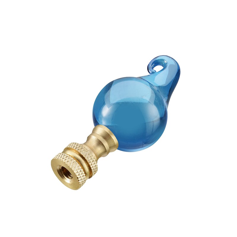 Aspen Creative 24016-12 Blue Glass Lamp Finial in Solid Brass