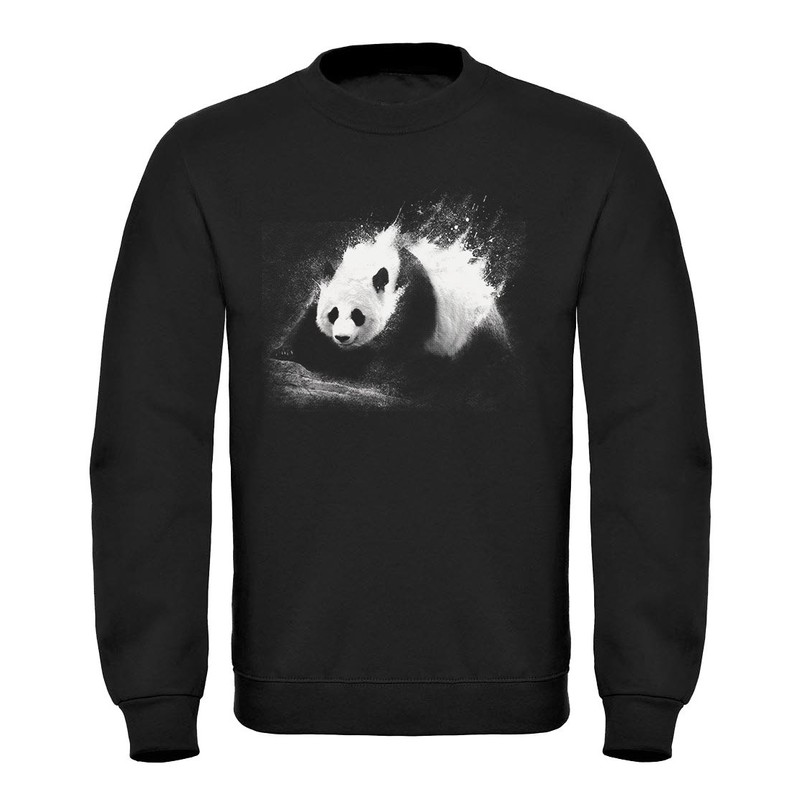 Neverless Men's Panda Splash Crew Neck Sweatshirt, Panda Splash Black