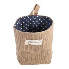 Cotton Linen Storage Bag, Clothes Bag Hanging Cotton Linen Basket Home Gadgets Storage Organizer Folding Basket Basket(Blue dots)