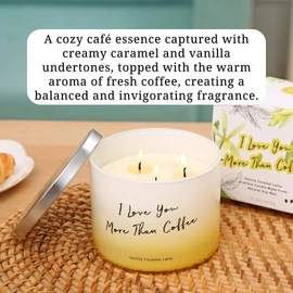 Vela perfumada de vainilla con 3 mechas, vela de aromaterapia para el día de San Valentín, romance, 15.5 onzas, velas de soja perfumadas naturales | Vela de soja con cita de café regalos para él y ella